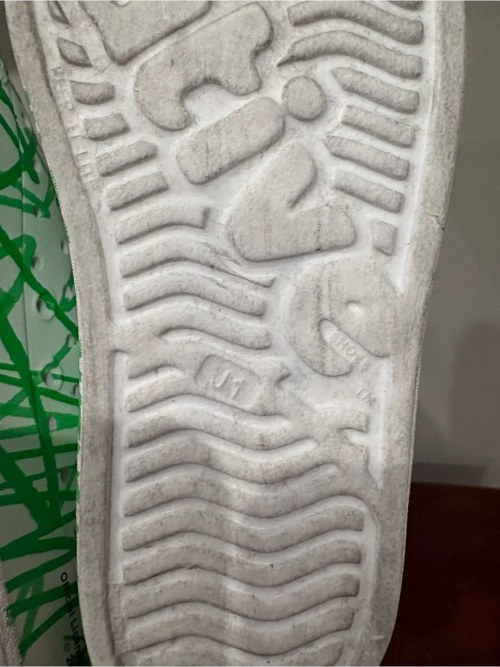 Native Kids White Slip-Ons with Green Grass Print